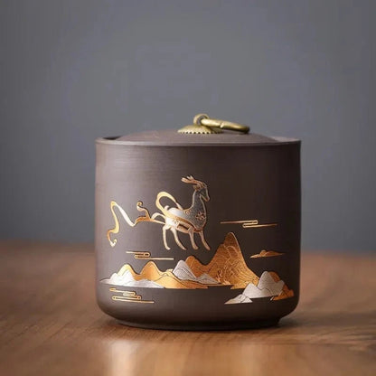 Boîte à thé en céramique artisanale design brut et naturel