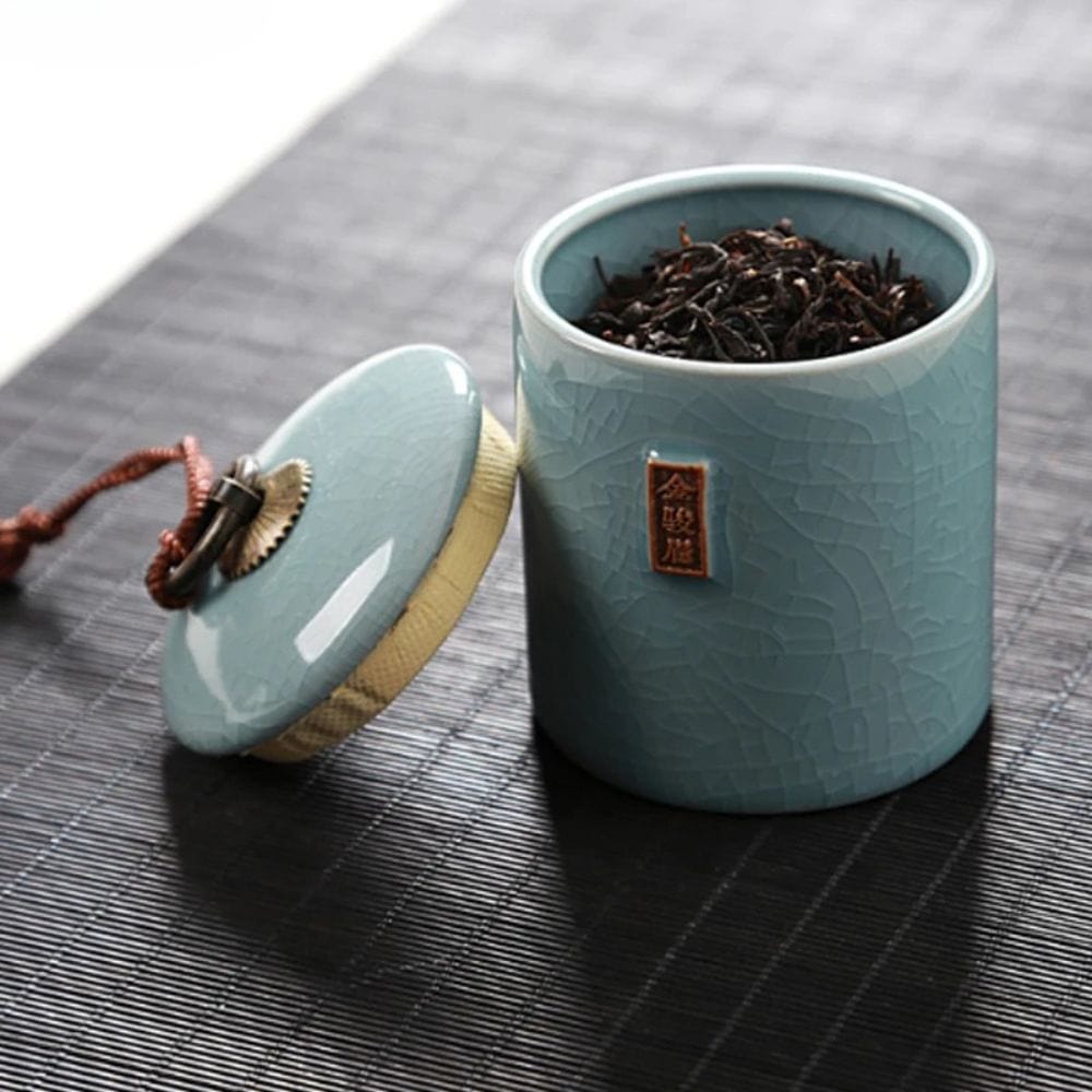 Boîte à thé en céramique avec couvercle bocal de rangement déco