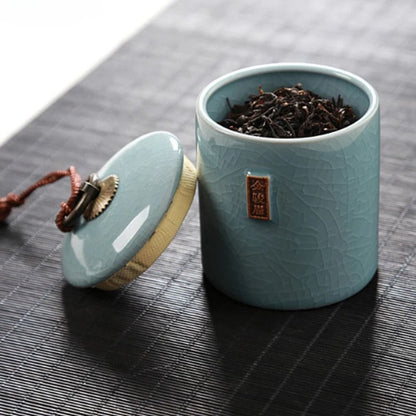 Boîte à thé en céramique avec couvercle bocal de rangement déco