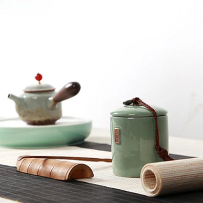 Boîte à thé en céramique avec couvercle bocal de rangement déco