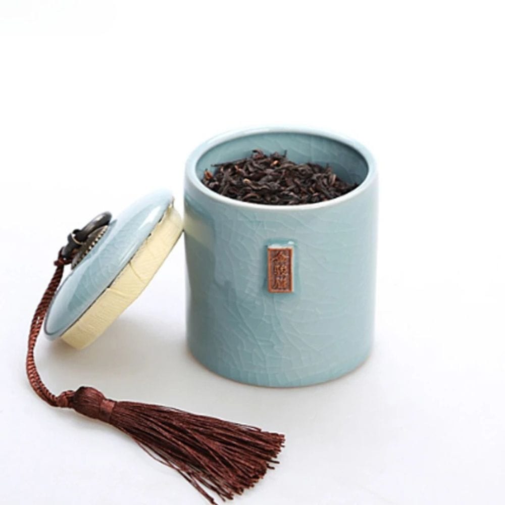 Boîte à thé en céramique avec couvercle bocal de rangement déco