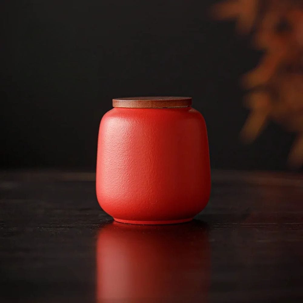 Boîte à thé en céramique avec couvercle bois petit format