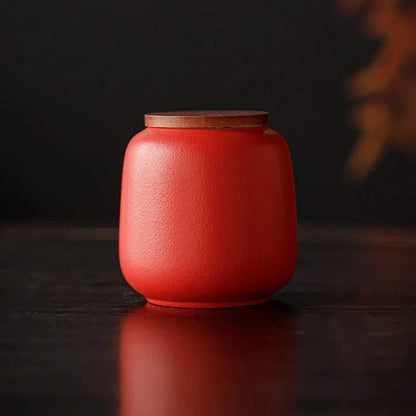 Boîte à thé en céramique avec couvercle bois petit format