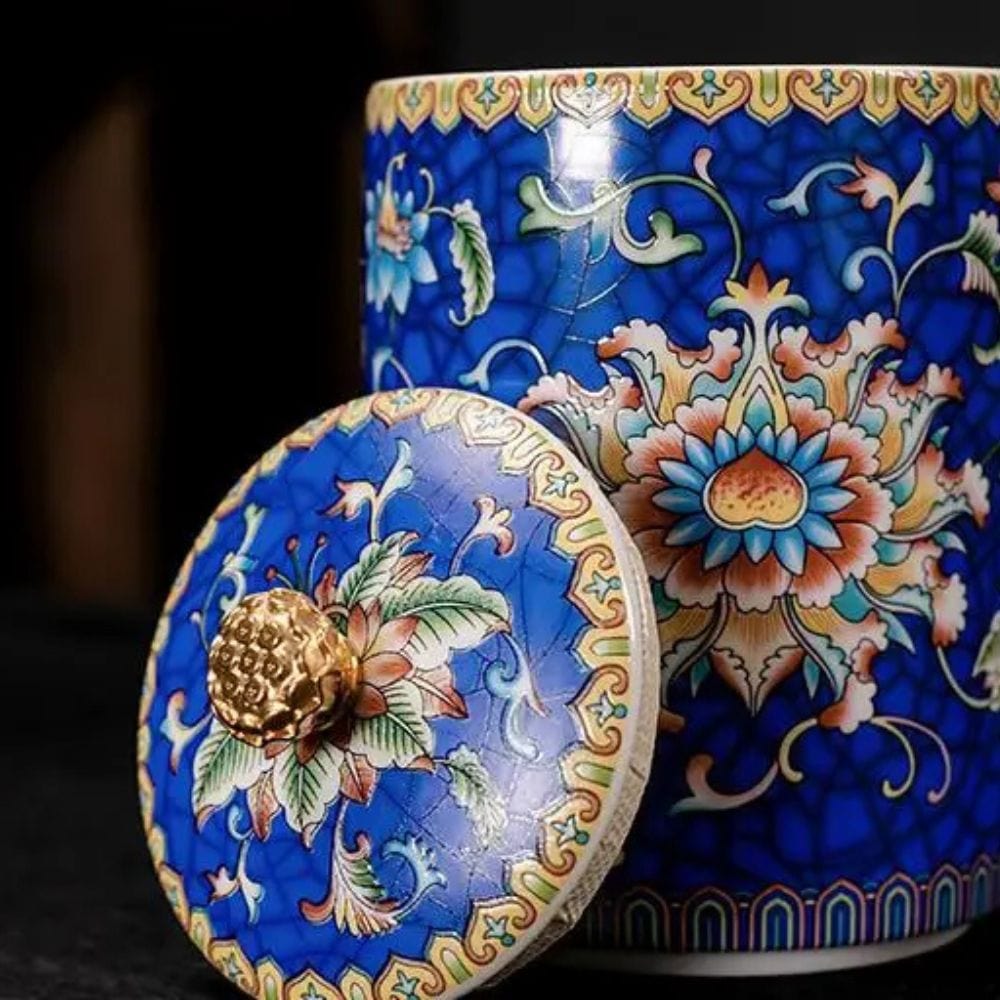 Boîte à thé en céramique avec couvercle style européen raffiné