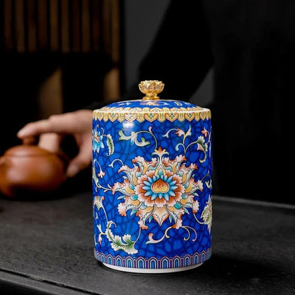 Boîte à thé en céramique avec couvercle style européen raffiné