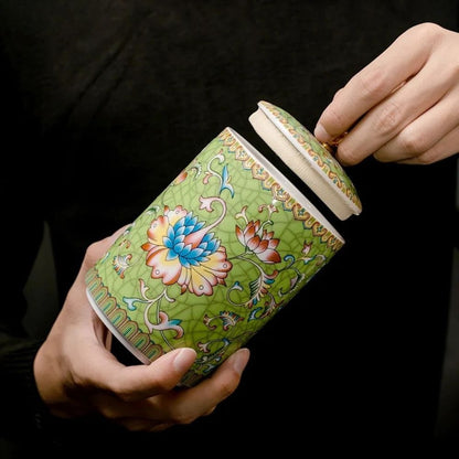 Boîte à thé en céramique avec couvercle style européen raffiné