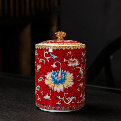 Boîte à thé en céramique avec couvercle style européen raffiné