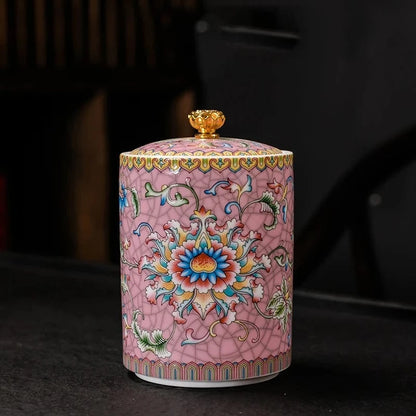 Boîte à thé en céramique avec couvercle style européen raffiné