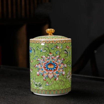 Boîte à thé en céramique avec couvercle style européen raffiné
