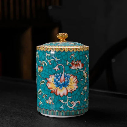Boîte à thé en céramique avec couvercle style européen raffiné