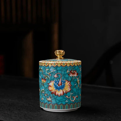 Boîte à thé en céramique avec couvercle style européen raffiné
