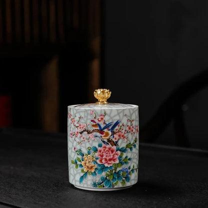 Boîte à thé en céramique avec couvercle style européen raffiné