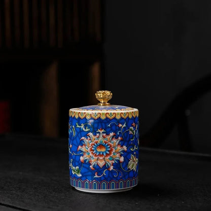 Boîte à thé en céramique avec couvercle style européen raffiné