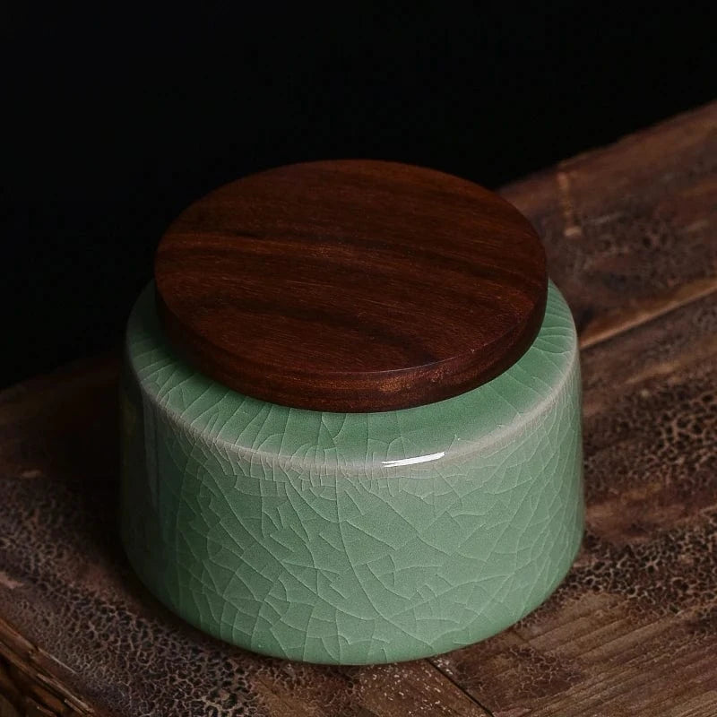 Boîte à thé en céramique céladon bocal décoratif & rangement bijou
