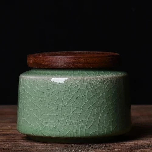Boîte à thé en céramique céladon bocal décoratif & rangement bijou
