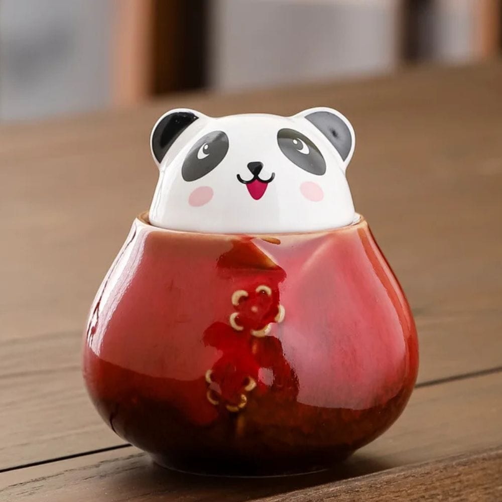 Boîte à thé en céramique motif panda décoratif