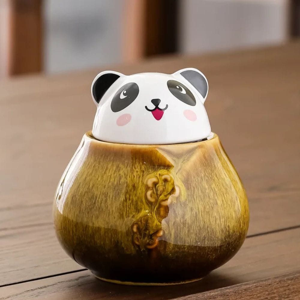 Boîte à thé en céramique motif panda décoratif