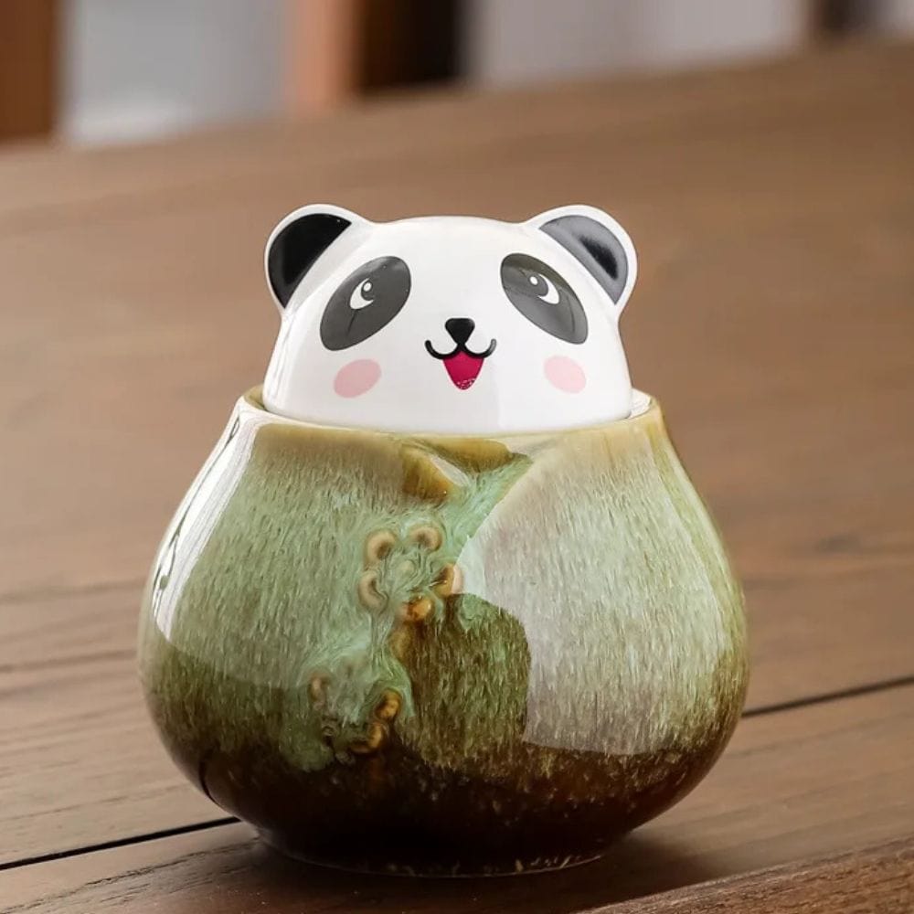 Boîte à thé en céramique motif panda décoratif