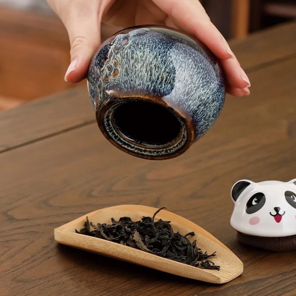 Boîte à thé en céramique motif panda décoratif