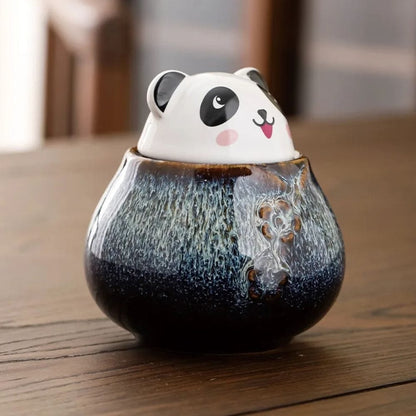 Boîte à thé en céramique motif panda décoratif