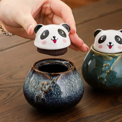 Boîte à thé en céramique motif panda décoratif