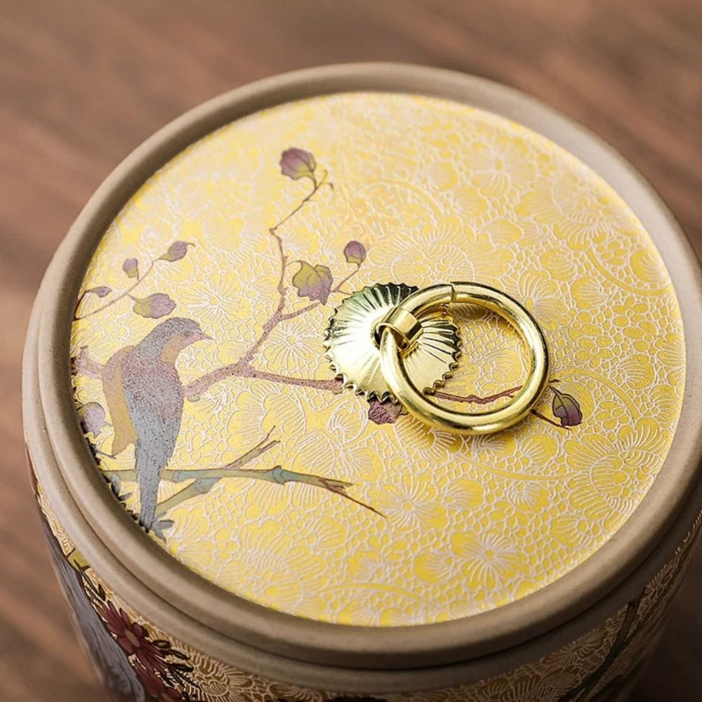 Boîte à thé en céramique style chinois pot de conservation avec couvercle