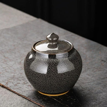 Boîte à thé en céramique texturée bocal hermétique décoratif