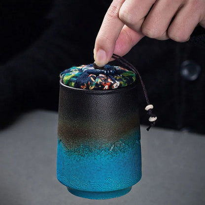 Boîte à thé en céramique vintage 268 ml étanche & artisanale