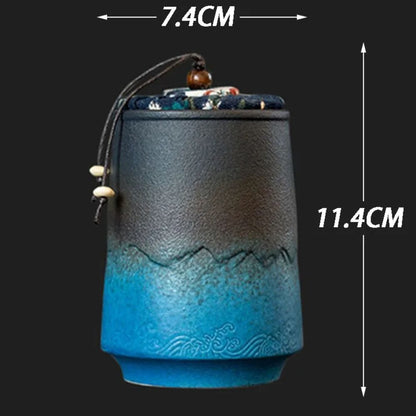 Boîte à thé en céramique vintage 268 ml étanche & artisanale