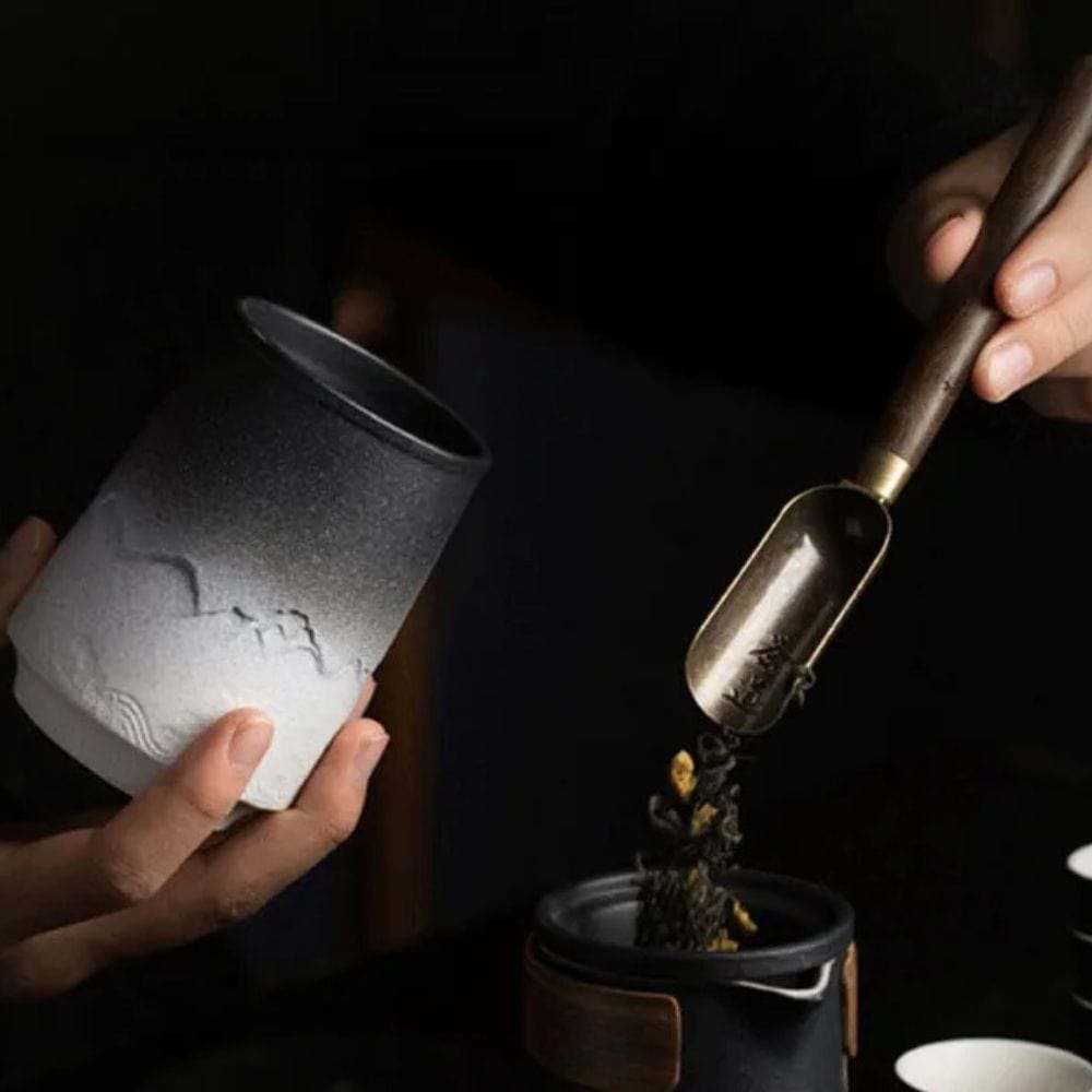 Boîte à thé en céramique vintage 268 ml étanche & artisanale