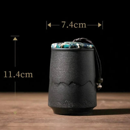 Boîte à thé en céramique vintage 268 ml étanche & artisanale