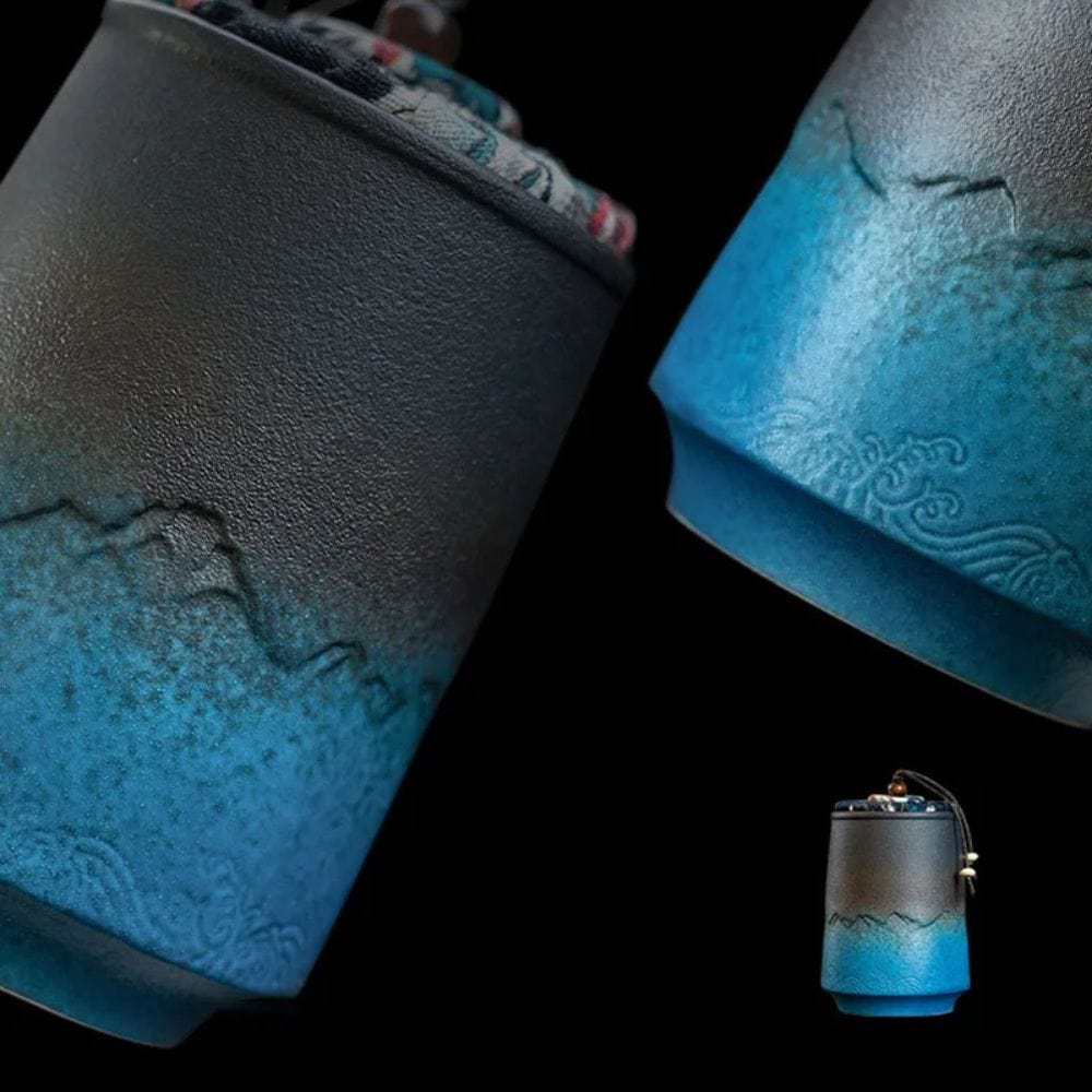 Boîte à thé en céramique vintage 268 ml étanche & artisanale