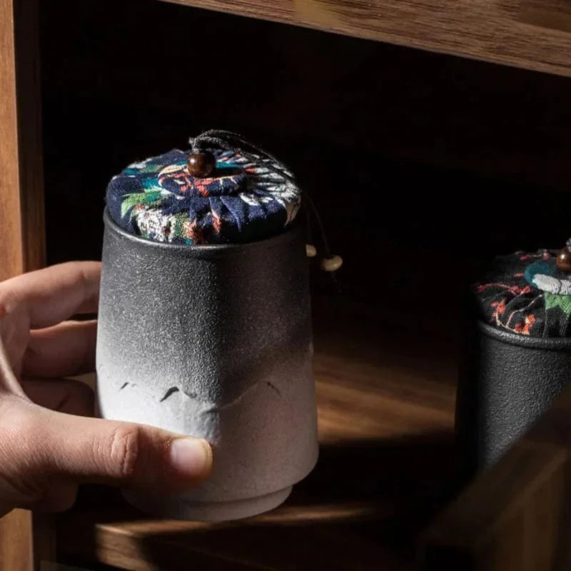 Boîte à thé en céramique vintage 268 ml étanche & artisanale