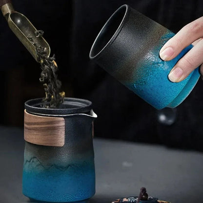 Boîte à thé en céramique vintage 268 ml étanche & artisanale