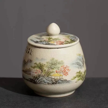 Boîte à thé en porcelaine craquelée style vintage bleu & blanc