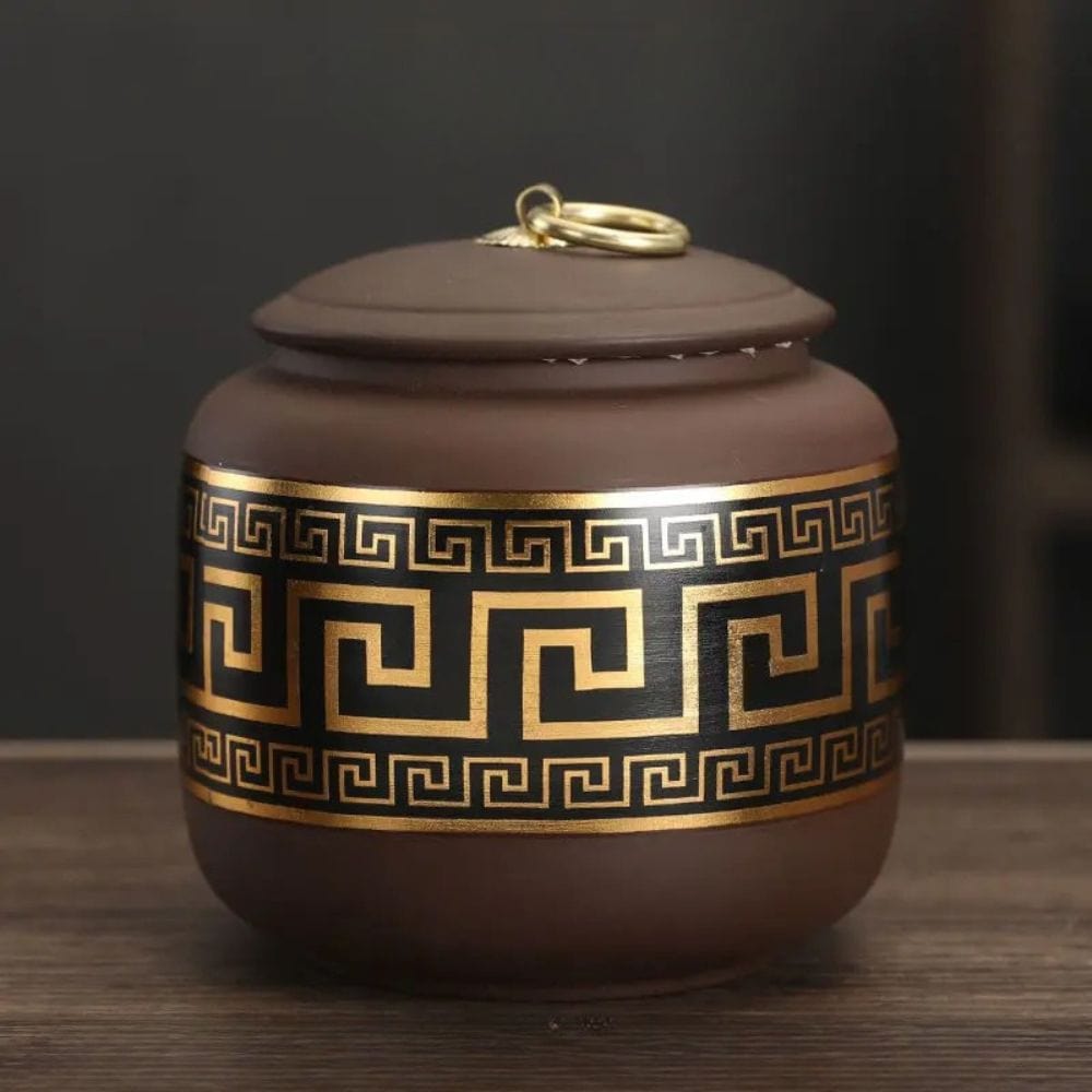 Boîte à thé hermétique en céramique motif fleuri doré style moderne