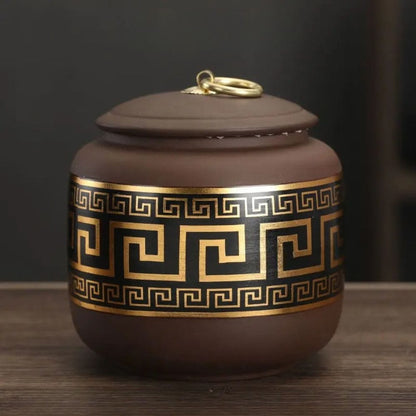 Boîte à thé hermétique en céramique motif fleuri doré style moderne