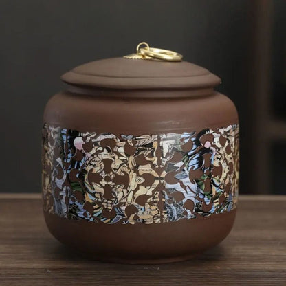 Boîte à thé hermétique en céramique motif fleuri doré style moderne