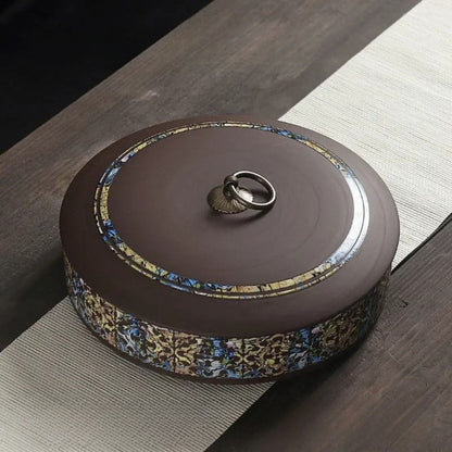 Boîte à thé hermétique en céramique motif fleuri doré style moderne