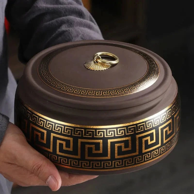 Boîte à thé hermétique en céramique motif fleuri doré style moderne