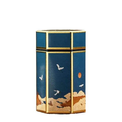 Boîte à thé hexagonale en métal format compact ou haut