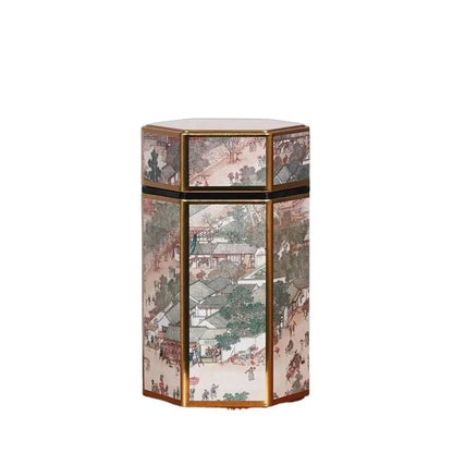 Boîte à thé hexagonale en métal format compact ou haut