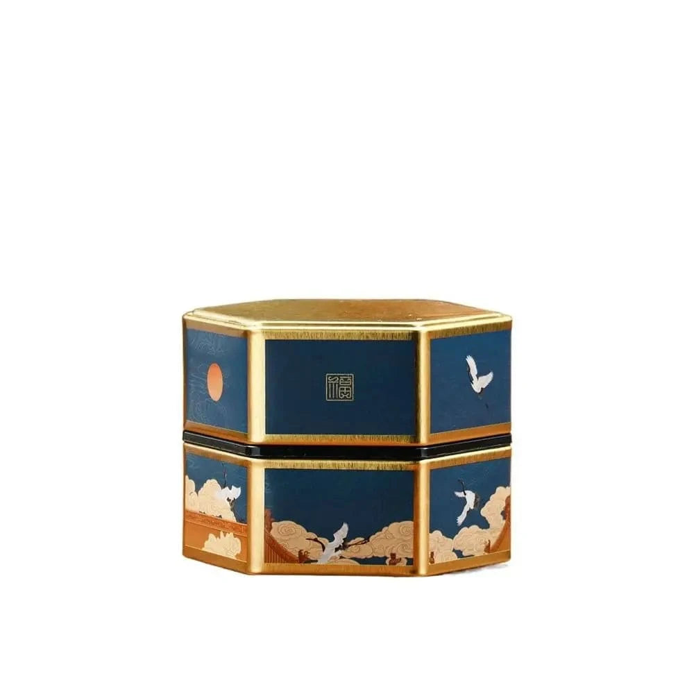 Boîte à thé hexagonale en métal format compact ou haut