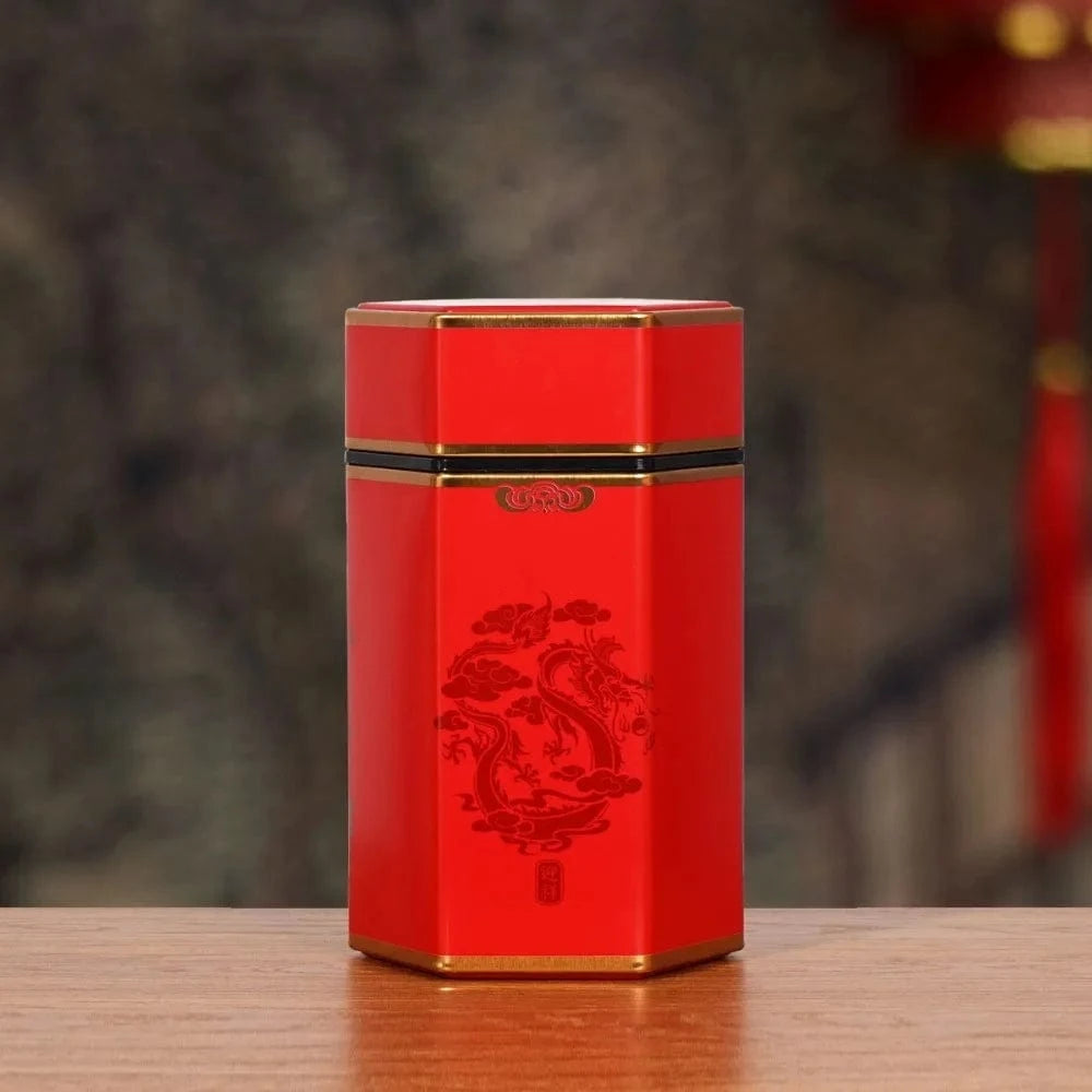 Boîte à thé hexagonale en métal format compact ou haut