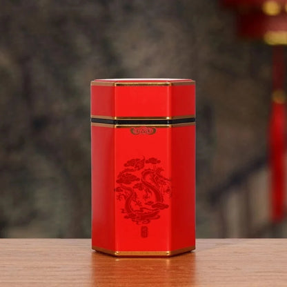 Boîte à thé hexagonale en métal format compact ou haut