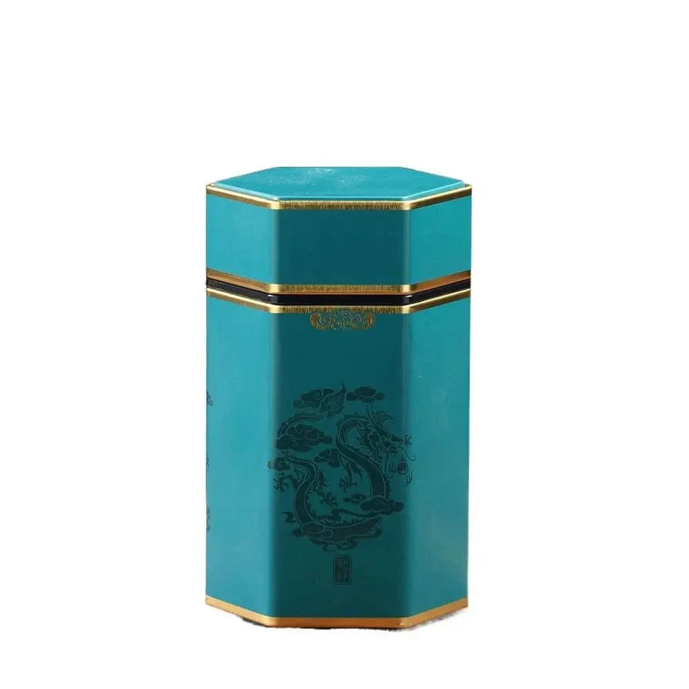 Boîte à thé hexagonale en métal format compact ou haut