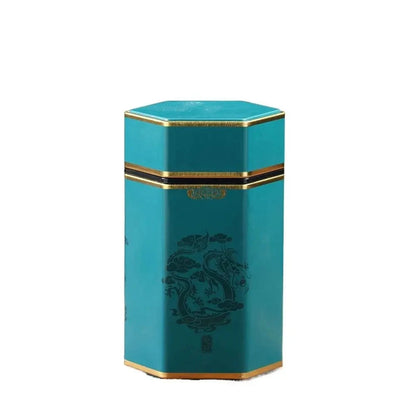 Boîte à thé hexagonale en métal format compact ou haut