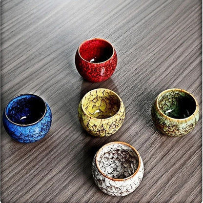 Coffret 5 tasses à thé artisanales en céramique (150 ml)