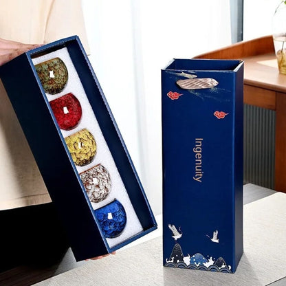 Coffret 5 tasses à thé artisanales en céramique (150 ml)