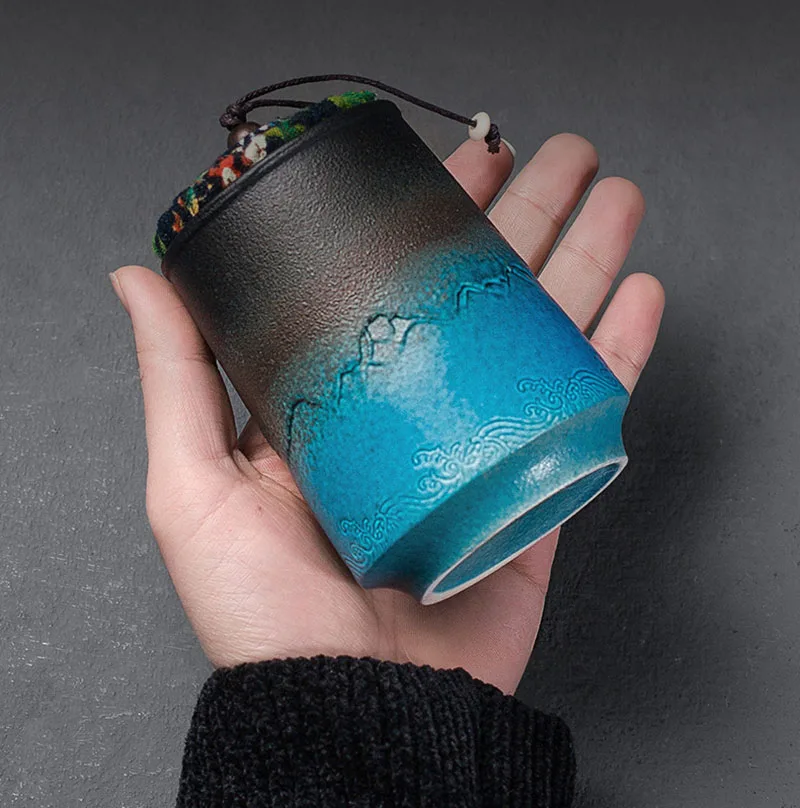 Boîte à thé en céramique vintage étanche artisanale